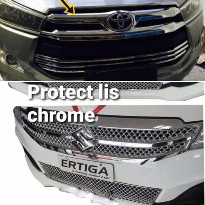 Sticker Protective Lis Grill Chrome Mobil Motor Silver / Black Chrome