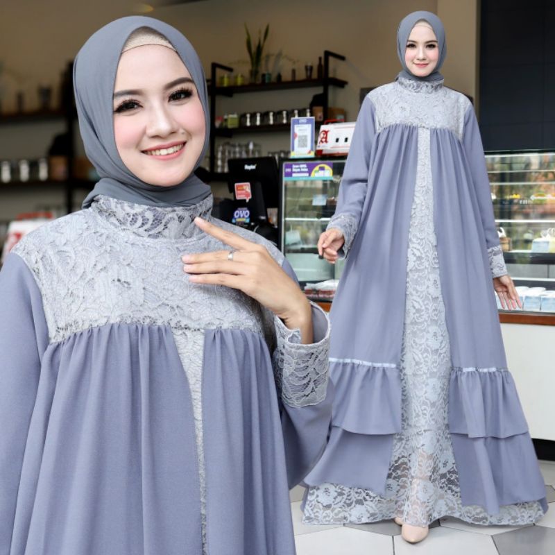 Gamis Syar'i Terbaru 2022 Remaja Dress Korea Style Wanita Fashion Muslim Kondangan Wedding Polos Pan