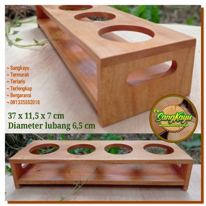 Nampan kayu nampan gelas 37x11,5x7cm tatakan kayu wooden serving box