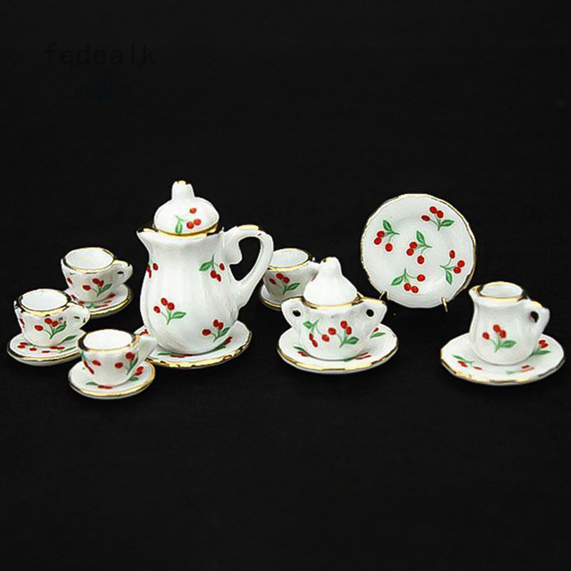 fedealk Set Miniatur  Bunga Mawar Bahan Keramik Warna  Biru  