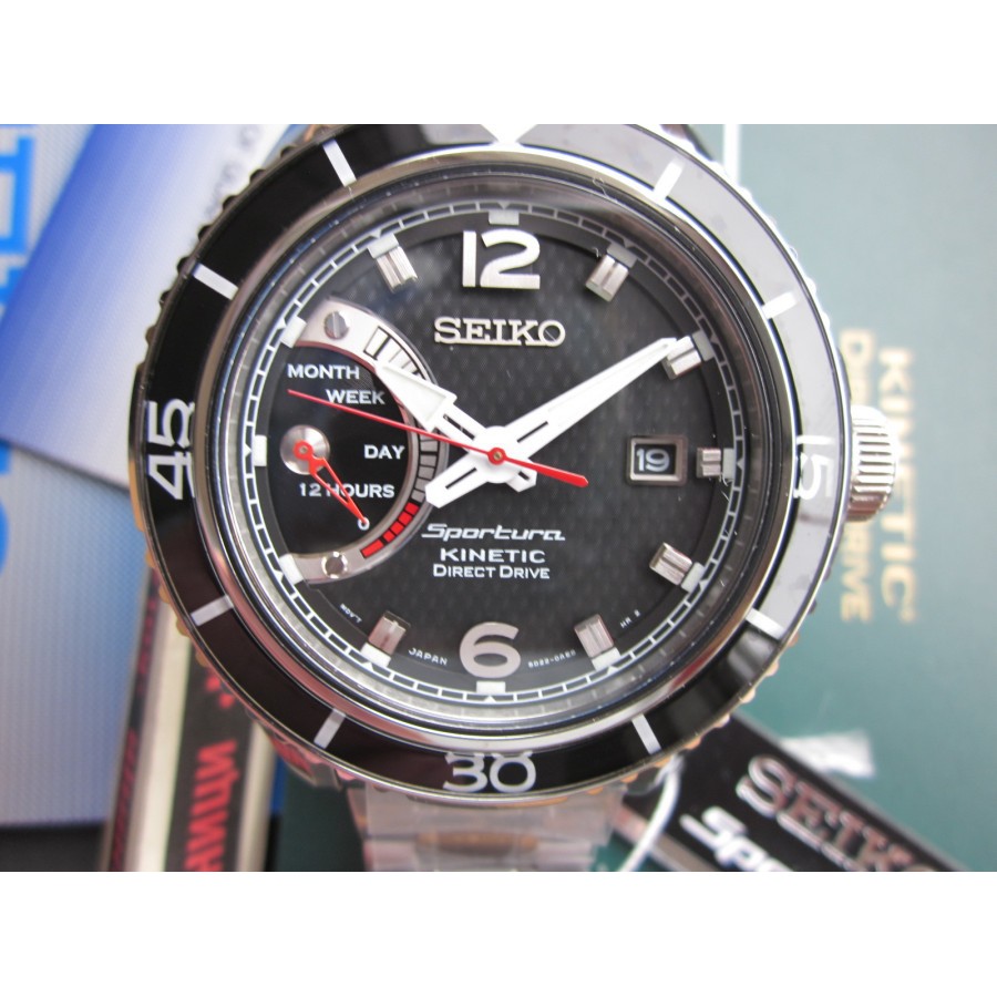 Seiko Sportura SRG019P1 Kinetic Direct Drive Black Dial | Pria SRG019