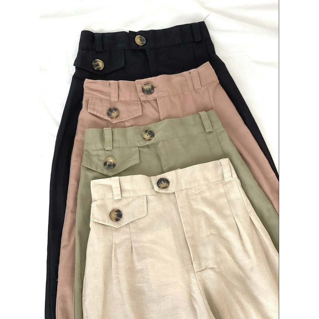 LINEN ANGEL LOOSE PANTS HIGHWAIST PREMIUM/CELANA KULOT WANITA/CELANA KULOT