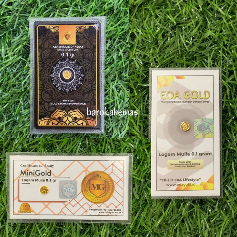 barokahemas 0,1 gram EOA Gold MINI Gold Logam Mulia Emas Murni 24 karat