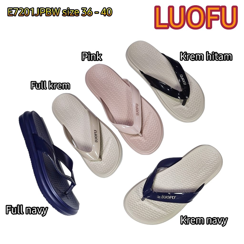 Jelly sandal wanita jepit luofu sendal japit karet import cewek E7201JPBW