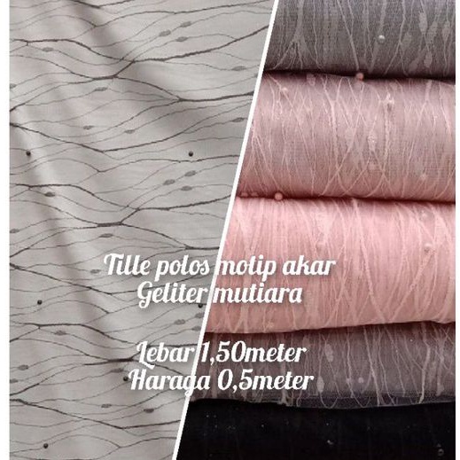 TILLE POLOS MOTIP AKAR(GELITER MUTIARA)TILLE AKAR GELITER