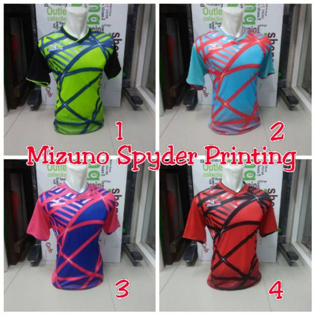 Atasan jersey mizuno spyder printing futsal volly badminton