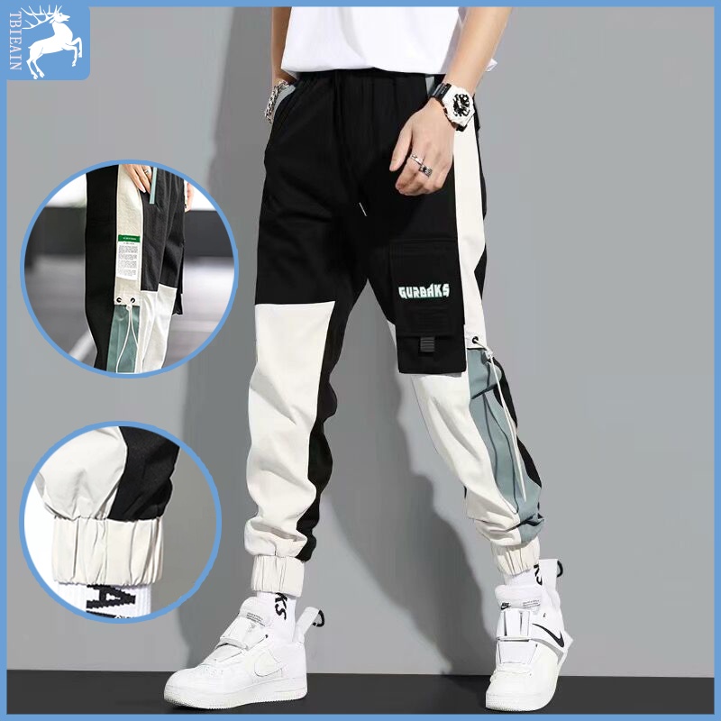 celana kargo panjang pria unisex celana kargo panjang hitam/biru cargo pants pria celana kain pria slimfit