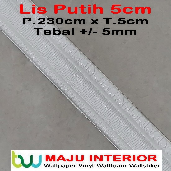 Lis Wallpaper Dinding 3D Border Walpaper 3D Wallfoam 230 cm x 8 cm x 5mm-Lis Putih 5cm