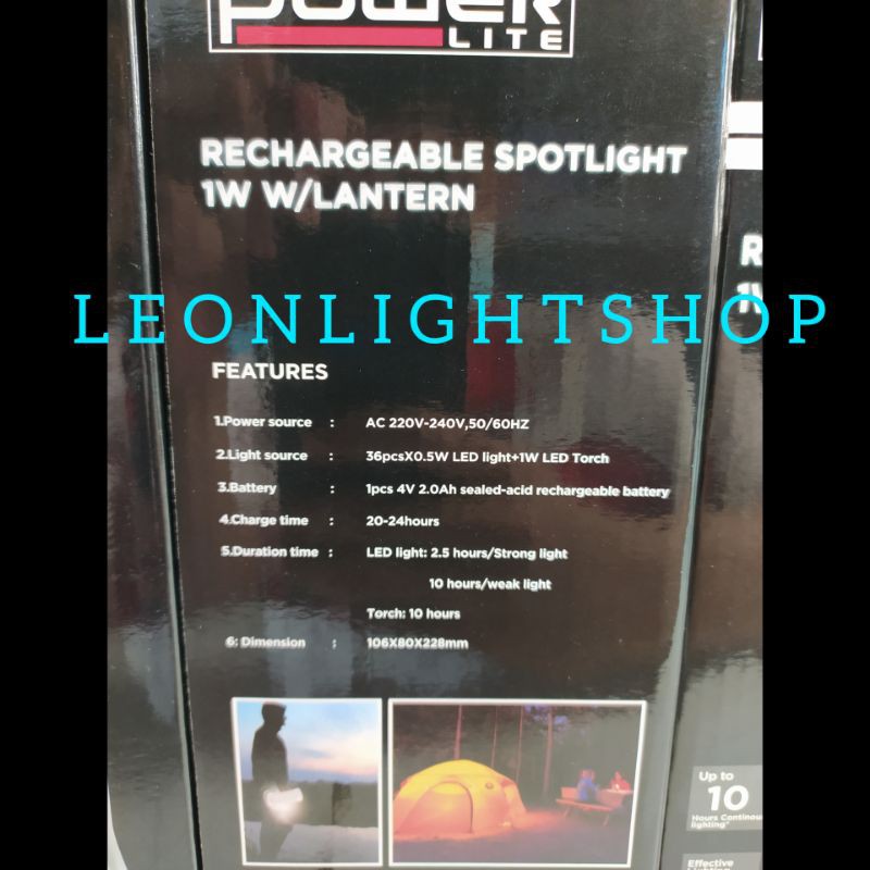 POWERLITE LAMPU DARURAT+SENTER RECHARGEABLE 1W/EMERGENCY LAMP SPOTLIGHT/LAMPU LENTERA/LAMPU KAMPING