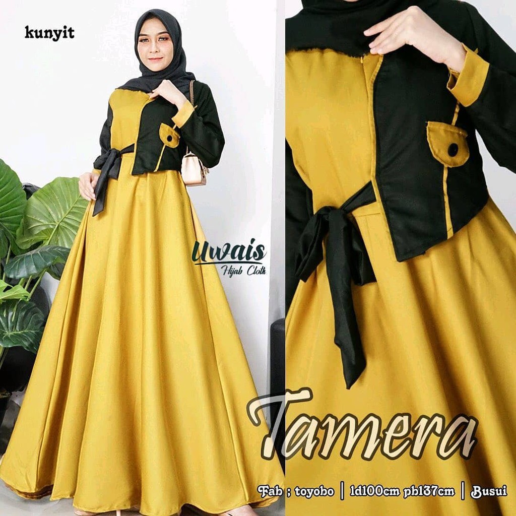 LUFY ORI TAMERA004 Dress | gamis dress Pakaian muslim | ORIGINAL-MUSTARD