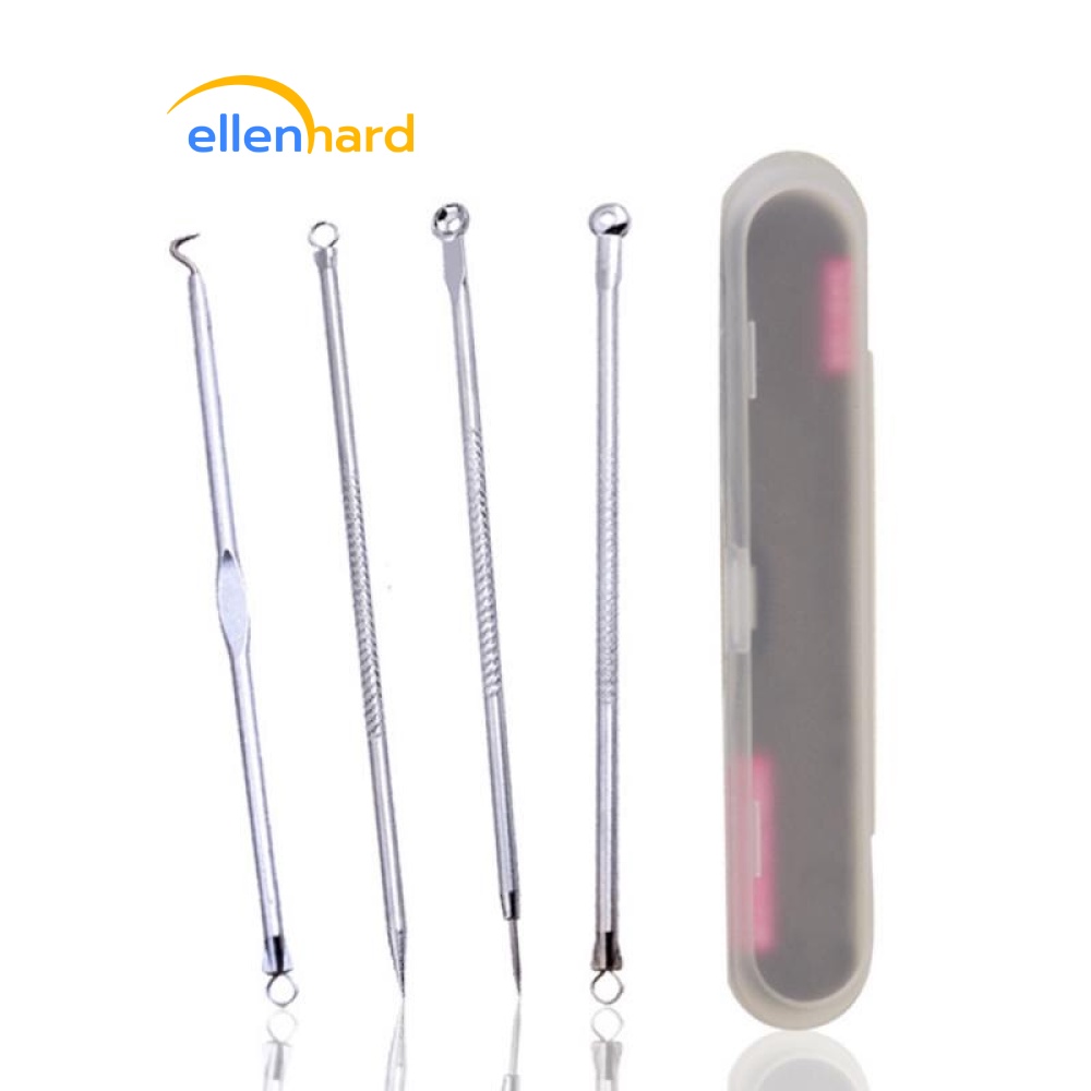 Pinset Komedo Set Isi 4 Pcs Alat Pengangkat Jerawat Blackhead Stainless