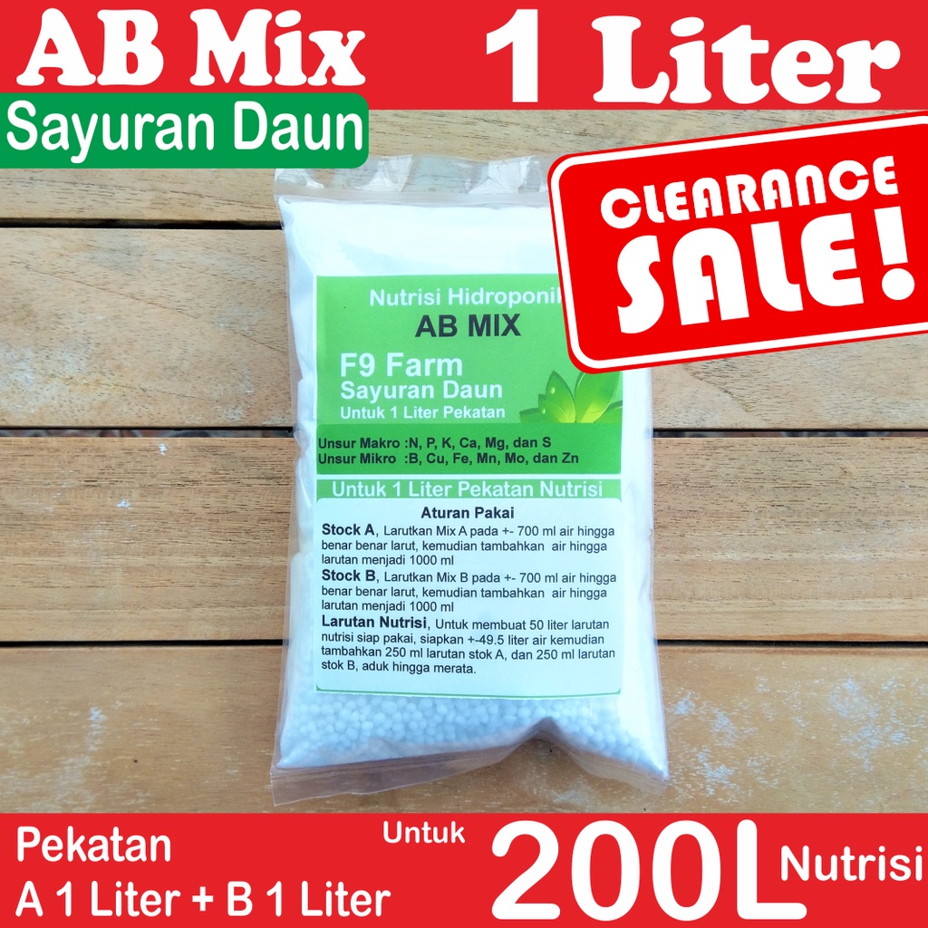 Nutrisi AB mix Sayuran Daun Pekatan 1 Liter 200 Liter Pupuk Hidroponik