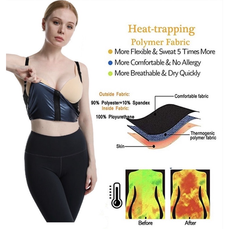 HB-851 baju sauna perut / pembakar lemak / sweat shaper rompi resleting tanktop wanita