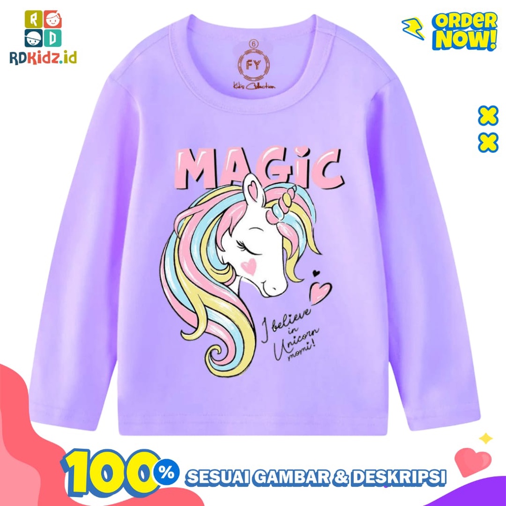 Rdkidzid Kaos Lengan Panjang Anak Perempuan Atasan Panjang Anak Perempuan Pony Magic