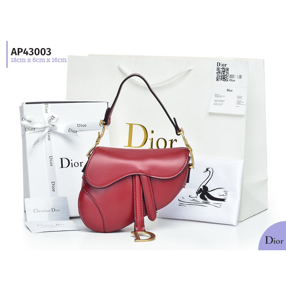 Tas Dior Saddle Leather Mini Merah Semi Premium AP43003