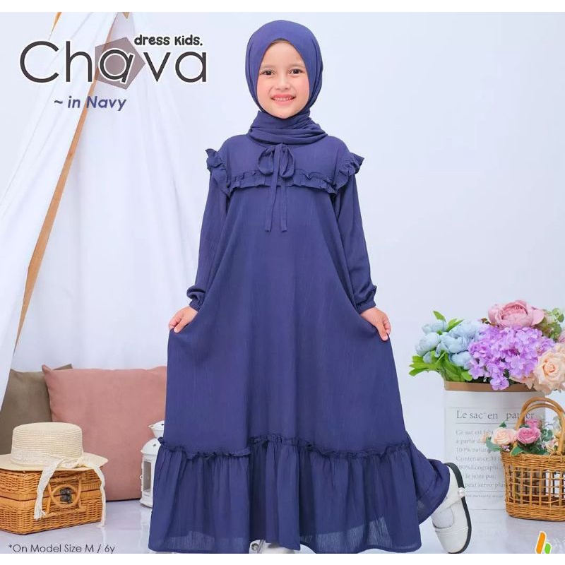 GAMIS ANAK MUSLIM PEREMPUAN 7-8 TAHUN/DRESS KIDS CHAVA/GAMIS ANAK TERBARU CERUTY BABYDOLL/FAR MOSLEMSTORE