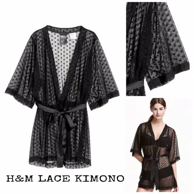 hm lace kimono hitam