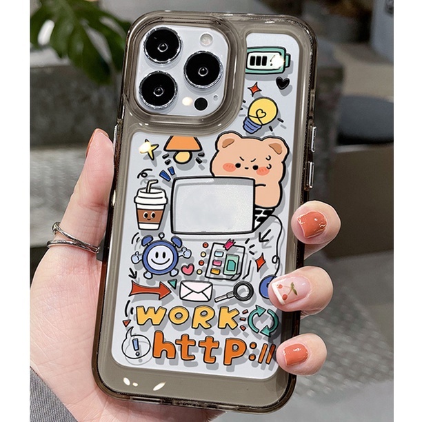 Soft Case Silikon TPU Motif Kartun Beruang Untuk IPhone 14 13 12 Pro X XR XS Max 11 Pro 6 6S 7 8 Plus