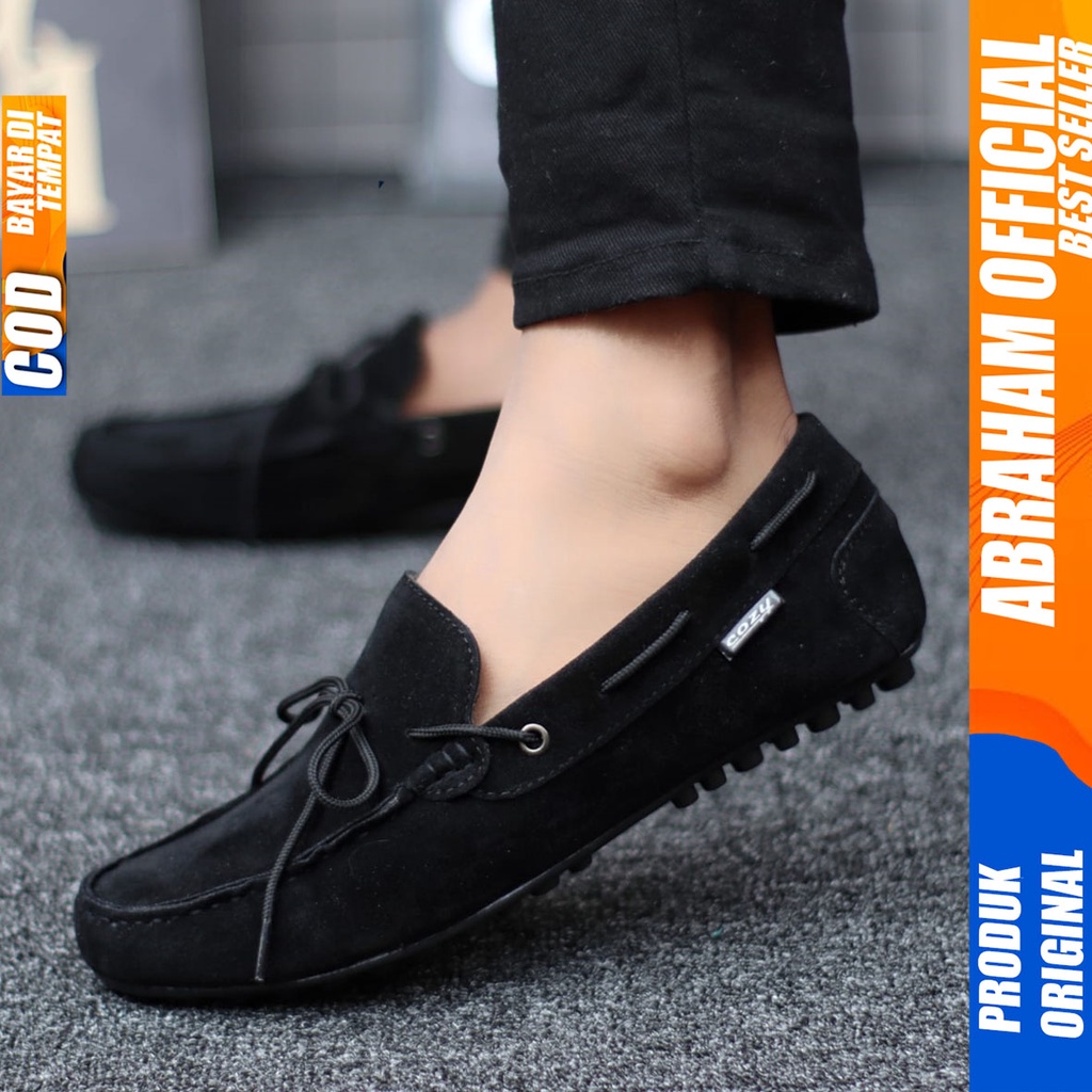 Sepatu Casual Slip On Pria Santai Kerja Kantor Hitam Abraham Rennes