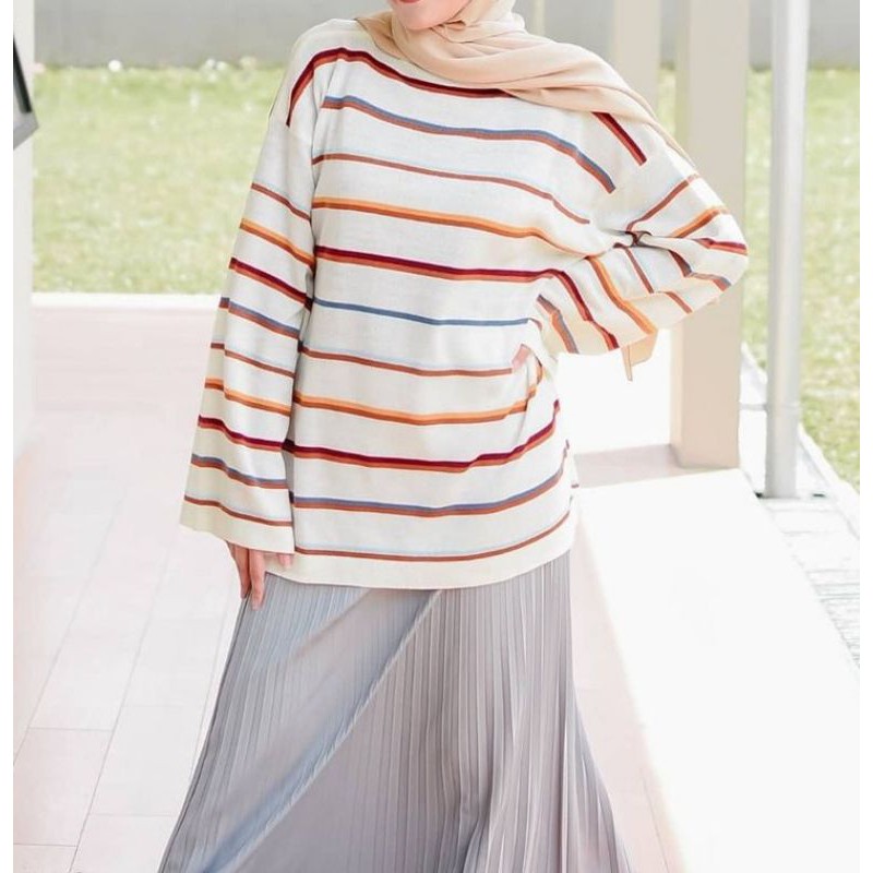 stripy rainbow bahan rajut