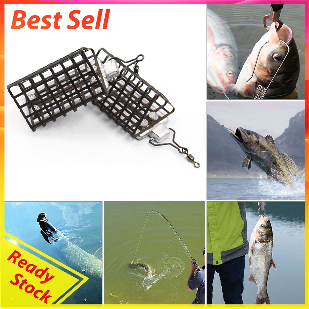 5x Triangle Bait Fishing Trap Basket Feeder Holder Cage Fishing Lure Tackle