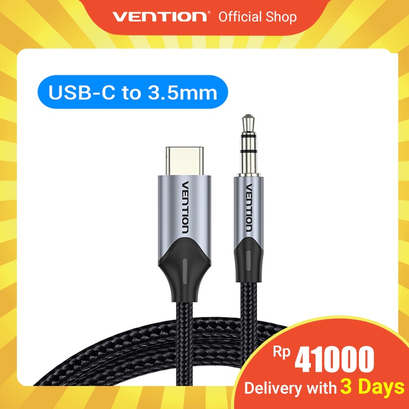 Vention Kabel Adapter Usb Tipe-C Ke Aux 3.5mm Male Untuk Headphone / Headset