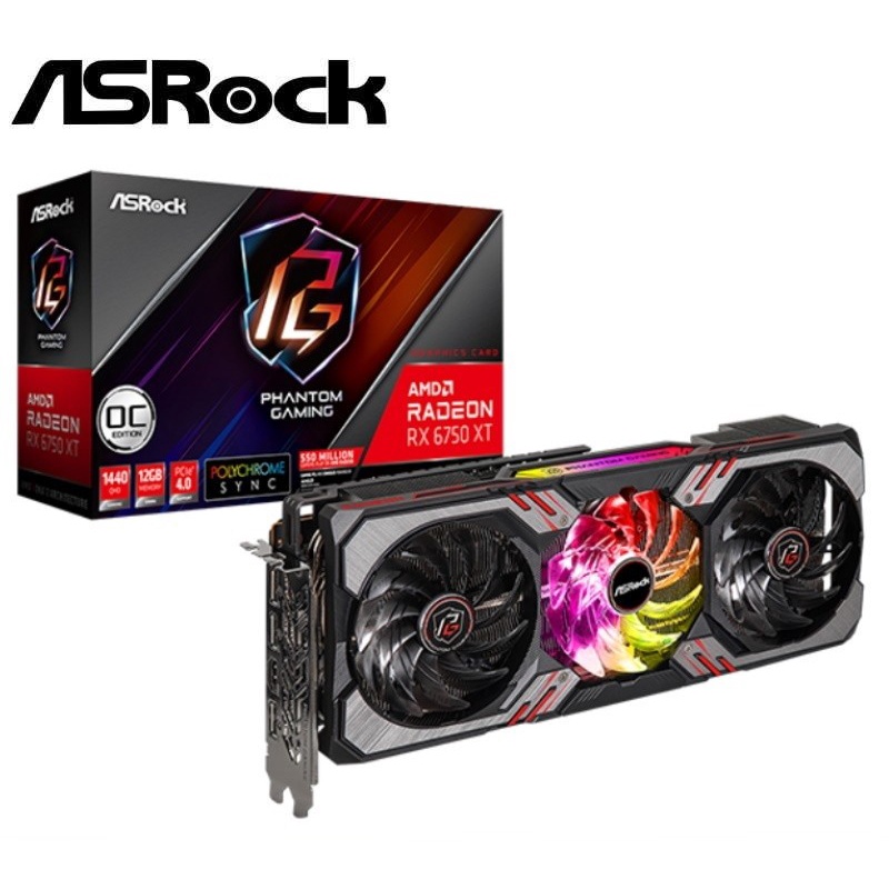 ASROCK AMD Radeon RX 6750 XT / 6750XT Phantom Gaming D 12GB OC GDDR6