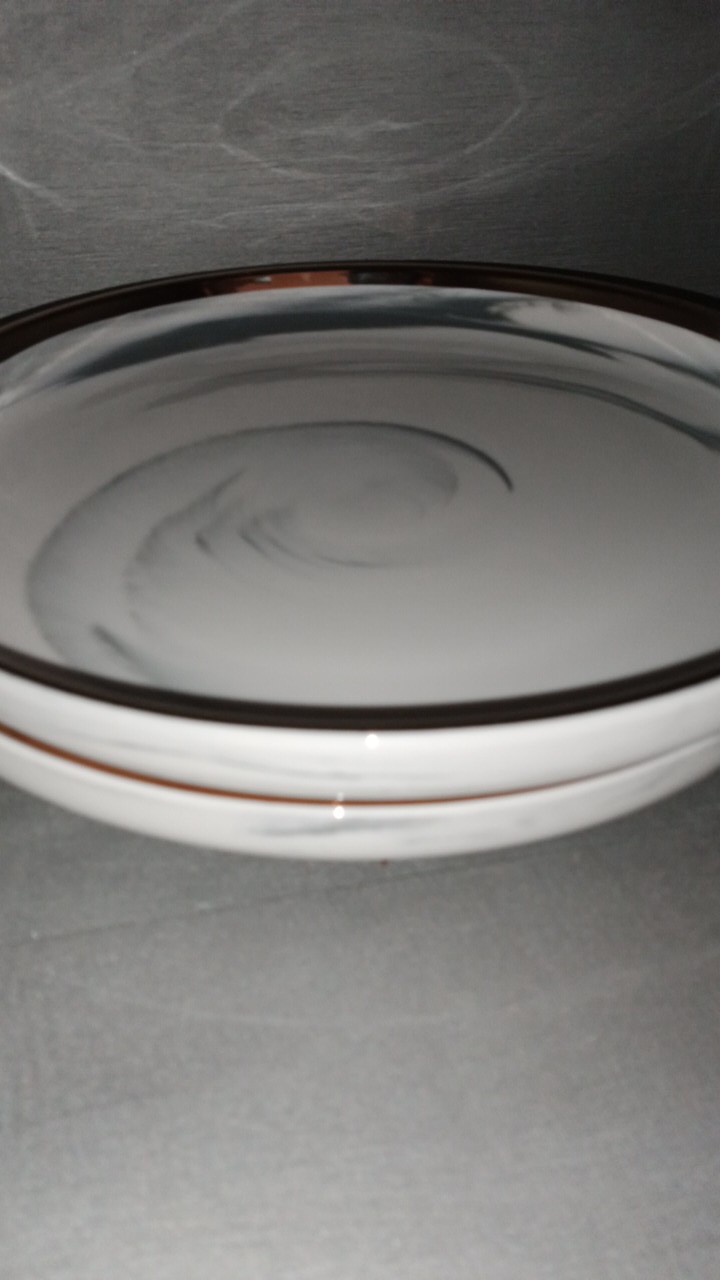 New Model Piring Mangkok Makan Keramik Ceramic Bowl Cantik Motif Marmer Marbel Marble Plate Gold Rim