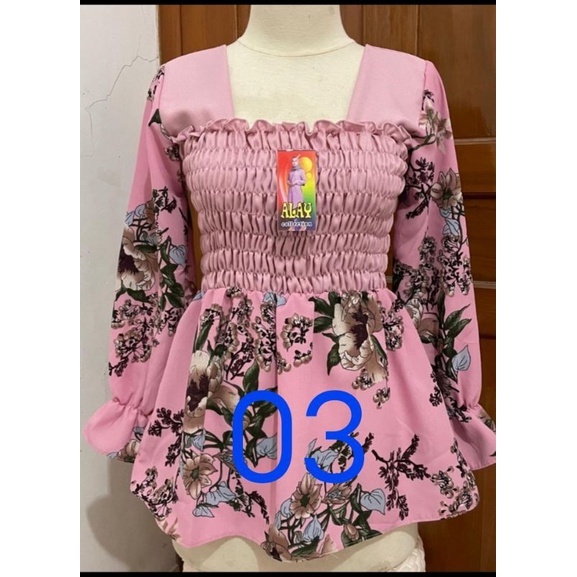 Atasan Smok Dada/Blouse Sabrina Smok Terbaru