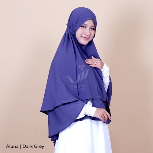 Aluna | Khimar Jilbab Bergo 2 Layer Tali Panjang Syar'i Bahan Diamond Georgorate Berkualitas Tidak Terawang