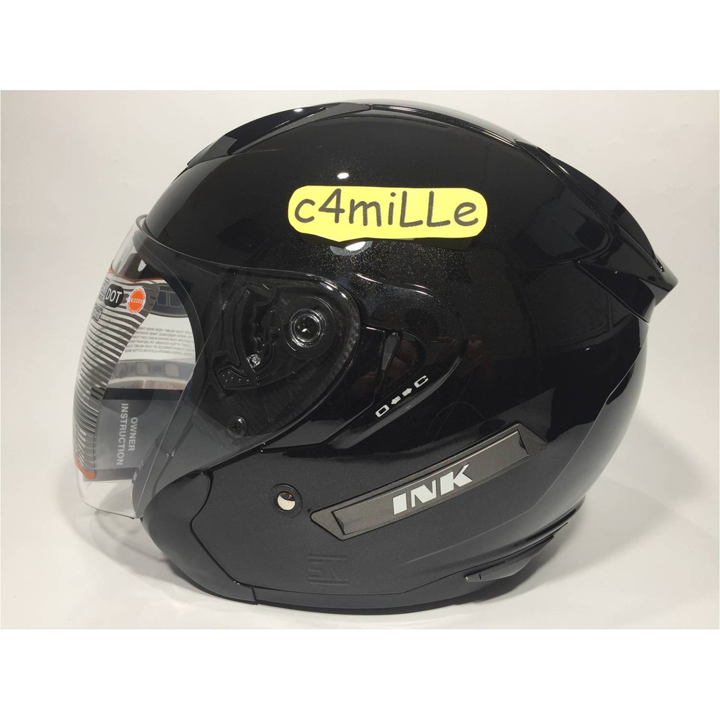 HELM INK METRO SOLID BLACK DOUBLE VISOR HALF FACE Shopee Indonesia