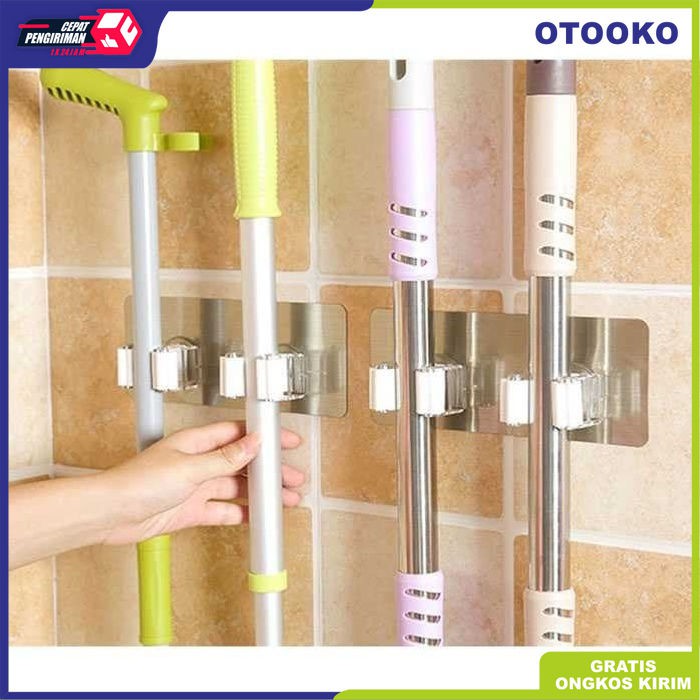 Magic Hook Gantungan Hook Holder sapu alat pel Tiang Dinding 1Pcs