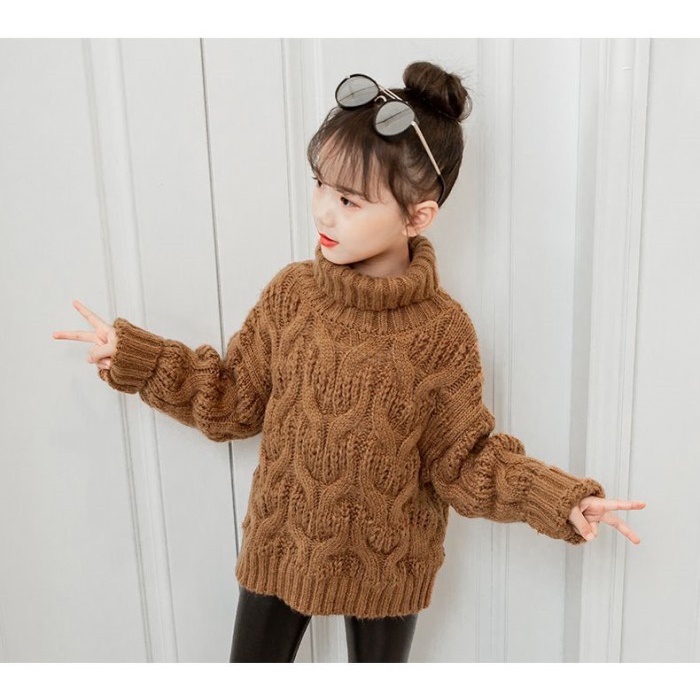 Cable Knit Sweater Turtleneck Rajut Anak Tebal