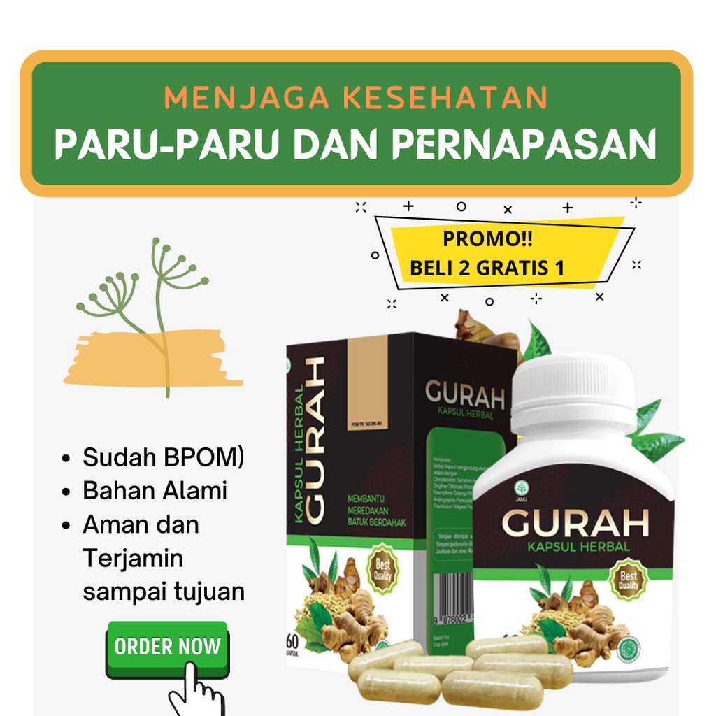 Kapsul Obat Herbal Gurah Mengatasi  Gangguan Pernapasan, Batuk Berdahak , Tidur Mendengkur / Ngorok-3