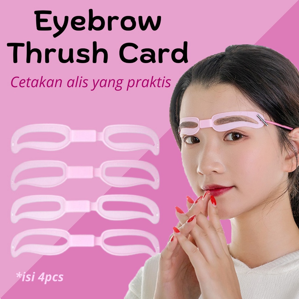 ZSQ Cetakan Alis Eyebrow Isi 4 Model Eyebrow Ruler Card Set 4 Pcs Cetakan Alis Card Dengan Tali