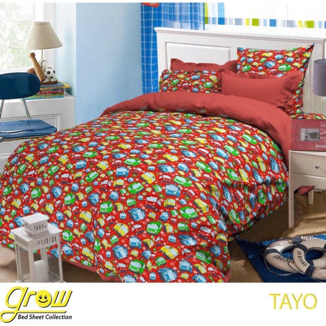 SPREI MOTIF TAYO MERAH DAN BIRU