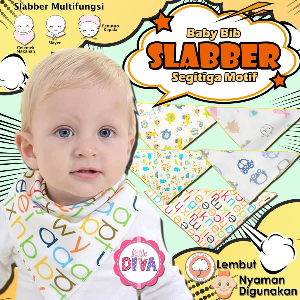 Baby BIB Slabber Segi Tiga Anak Motif Tadah Iler Bayi Celemek slaber ch