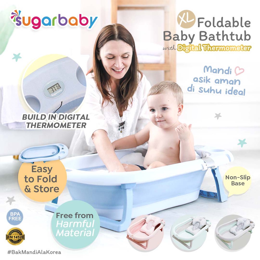 BAK MANDI LIPAT/BAK MANDI BAYI Bak Mandi Lipat Bayi/Jolang Lipat Bayi/Folding Bath Baby/Bak mandi bayi Spaceababy SB 388 Lipat Sugarbaby Foldable Baby Bathtub with Digital Thermometer / Bak Mandi Lipat dengan termometer air digital F88 / Bak Mandi Anak