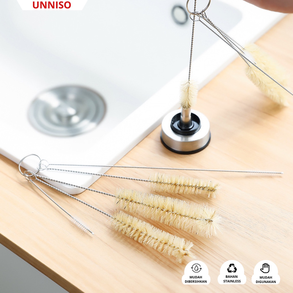 UNNISO - Mini Straw Brush Pembersih Botol 1 Set Isi 5