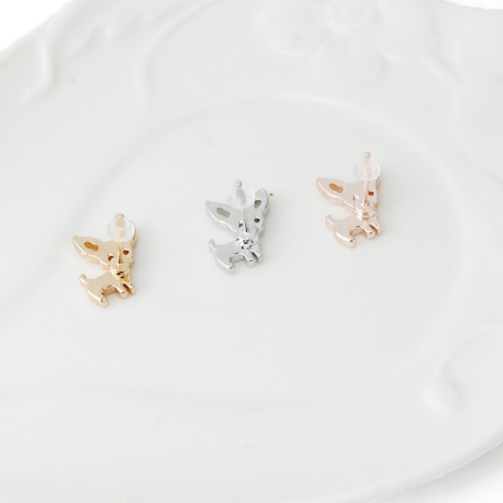 Hu Hu Hu Hu Hu Alat Bantu Pasang Kacamata♡ Anting Stud Tindik Bentuk Anjing Chihuahua Untuk Hadiah Perhiasan Wanita