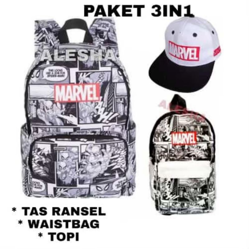 PROMO COD TAS RANSEL SEKOLA ANAK LAKI LAKI MARVEL KEREN PAKET BACKPACK PAUD TK SD 3IN1 FREE TOPI WAISTBAG SERBAGUNA KADO ANAK TERBARU TAS ANAK LAKI LAKI TAS ANAK COWOK