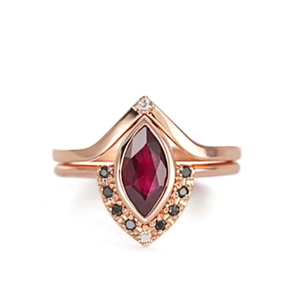 Hu Hu Hu Hu Hu Alat Bantu Pasang Kacamata♡ Cincin Knuckle Berlian Imitasi Warna Merah Gaya Vintage Klasik Untuk Wanita