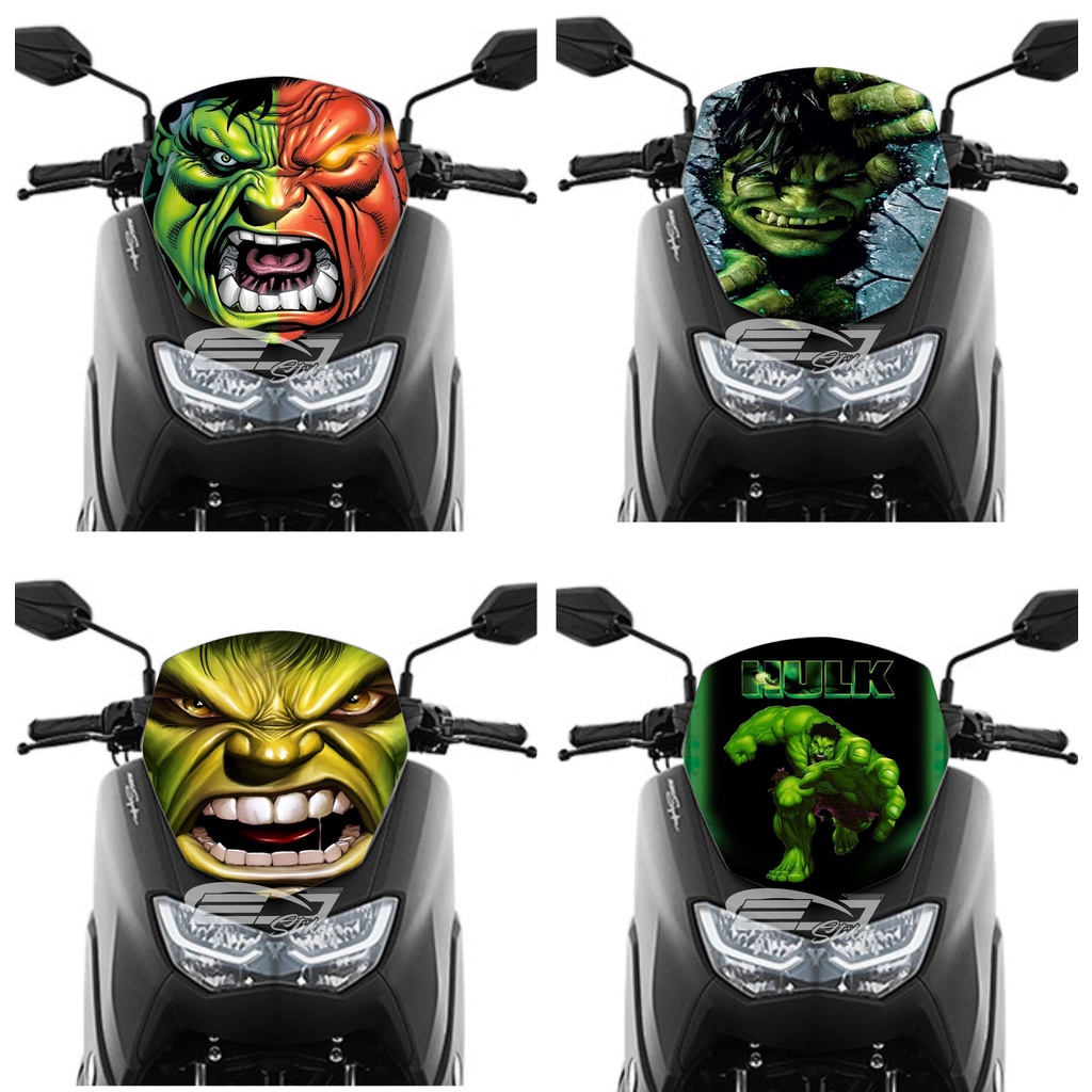 STIKER WINSHIELD VISOR PCX / STIKER TAMENG PCX / STIKER MIKA DEPAN PCX HULK HITAM