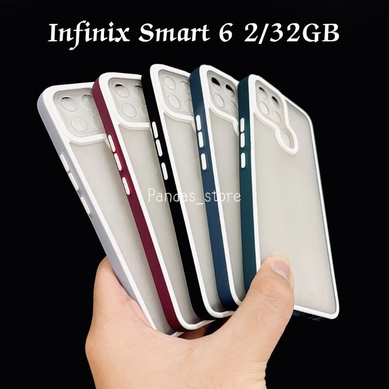 Pro Hybird Infinix Smart 6 NFC 2/32GB, Smart 6 3/64GB, Smart 5 Softcase Halus dan Elegan / Pinggiran Garis Putih Keren (Pandas)