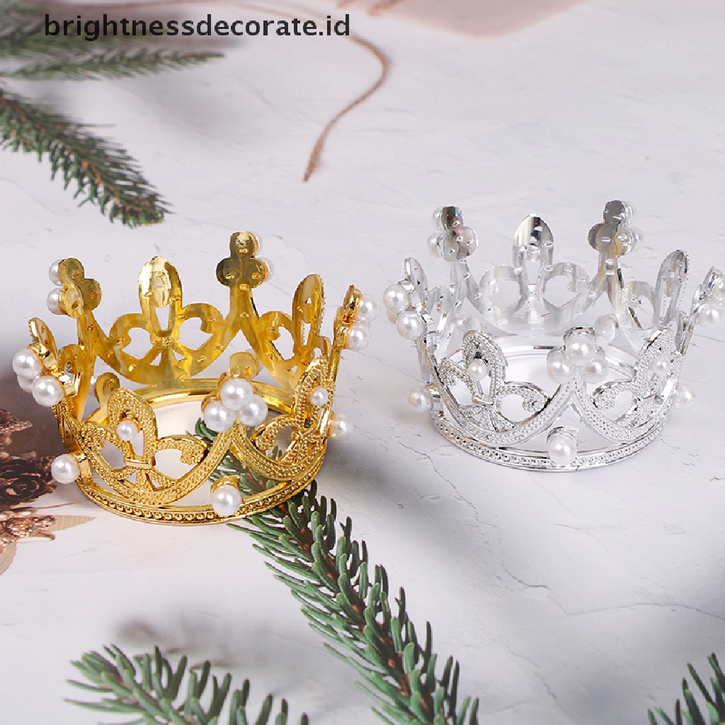 1pc Mahkota Tiara Mini Dengan Hiasan Kristal &amp; Mutiara