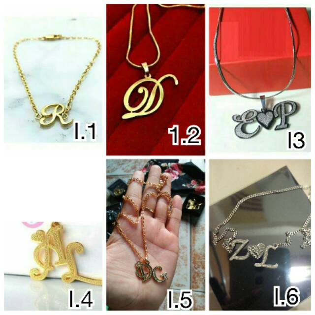 Kalung Nama Inisial Lapis Emas Asli