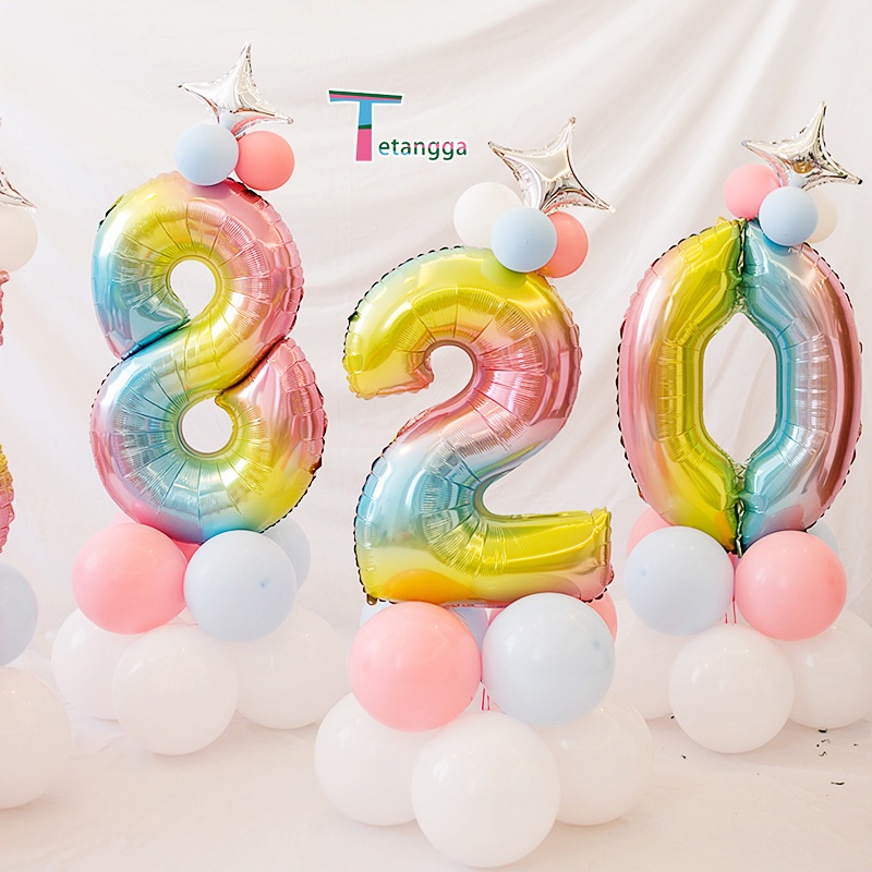 Balon Foil 1 Set Angka Balon angka Jumbo Rainbow Balon Usia