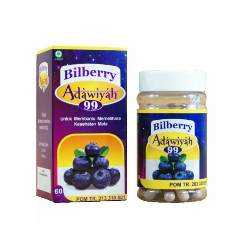 Kapsul Bilberry Adawiyah Original - Kapsul Bilberry Adawiyah Asli - Vitamin Mata Herbal - Suplemen Mata Alami - Obat Mata Katarak - Obat Mata Plus - Obat Mata Minus - Obat Mata Berlemak - Nutrisi Mata Herbal - Bilberry Adawiyah 99 Asli Original