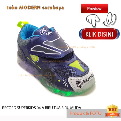 RECORD SUPERKIDS 04 A BIRU TUA BIRU MUDA sepatu anak sepatu lampu