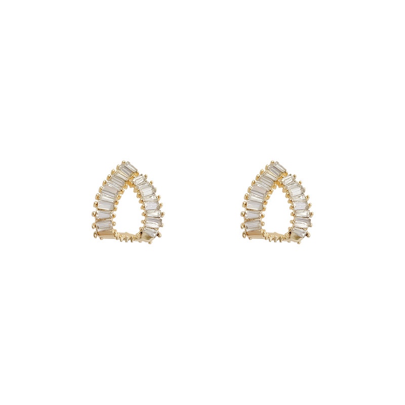Shuling 925 silver needle Korean version Micro-inlaid Zircon Stud Earrings Super Cute Geometric Earrings Female Earrings Jewelry